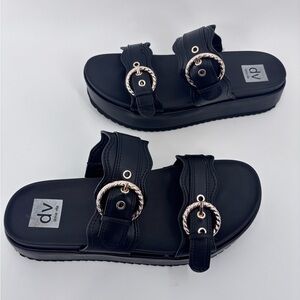 Dolce Vita Black Sandals with Gold Accents
